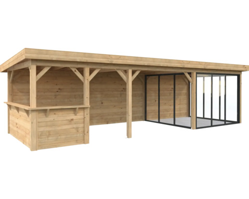 Pavillon Palmako Lenna Slide Plus 24,9 m² Set 716 876 x 300 cm tauchimprägniert braun