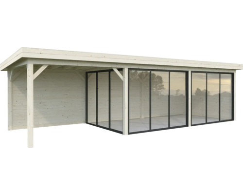 Pavillon Palmako Lenna Slide 24,9 m² Set 417 876 x 300 cm tauchimprägniert Holzgartenhaus mit Glasschiebetüren