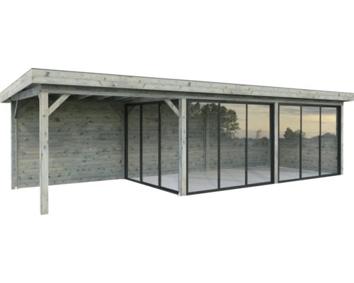 Pavillon Palmako Lenna Slide Plus 24,9 m² Set 717 876 x 300 cm tauchimprägniert grau