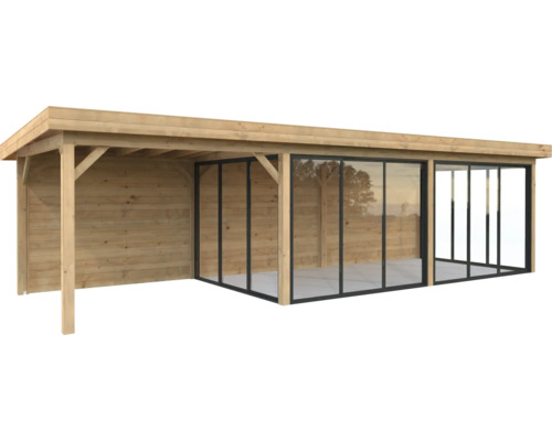 Pavillon Palmako Lenna Slide Plus 24,9 m² Set 718 876 x 300 cm tauchimprägniert braun