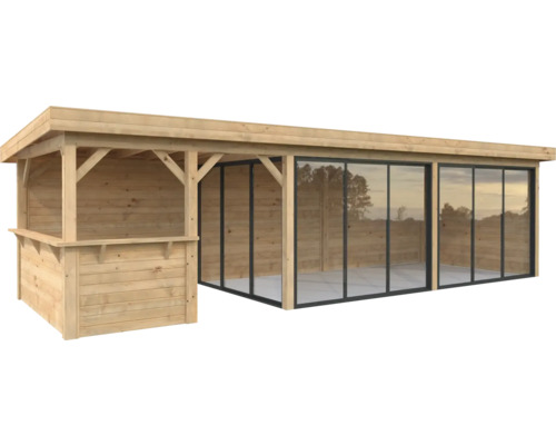 Pavillon Palmako Lenna Slide Plus 24,9 m² Set 719 876 x 300 cm tauchimprägniert braun Pavillon Palmako Lenna Slide Plus 24,9 m² Set 719 876 x 300 cm tauchimprägniert braun