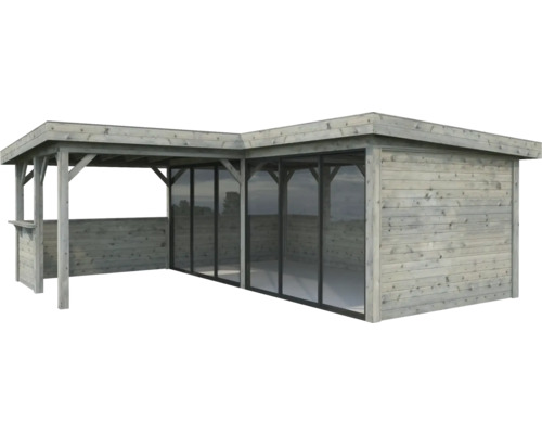 Pavillon Palmako Lenna Slide Plus 24,9 m² Set 722 588 x 588 cm tauchimprägniert grau