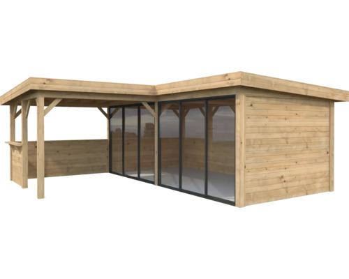 Pavillon Palmako Lenna Slide Plus 24,9 m² Set 722 588 x 588 cm tauchimprägniert braun