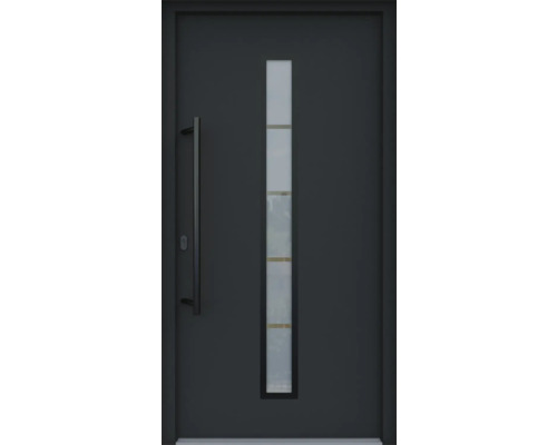 ARON HaustürARON 3171 Aluminium-Kunststoff-Verbund RAL 7016 anthrazitgrau 1000x2000 mm einseitig flügelüberdeckend DIN Links inkl.Stoßgriffset,Innendrücker in Schwarz,Profilzylinder mit 3 Schlüsseln