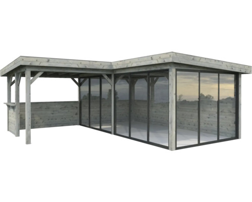 Pavillon Palmako Lenna Slide Plus 24,9 m² Set 723 588 x 588 cm tauchimprägniert grau