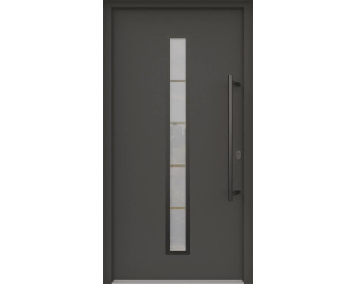 ARON HaustürARON 3171 Aluminium-Kunststoff-Verbund RAL 7016 anthrazitgrau 1000x2100 mm einseitig flügelüberdeckend DIN Rechts inkl.Stoßgriffset,Innendrücker in Schwarz,Profilzylinder mit 3 Schlüsseln