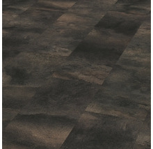 Nahaufnahme von Vinylbodenplatten in Steinoptik.
