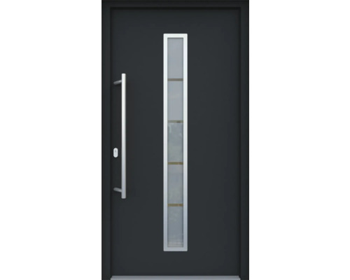 ARON HaustürARON 3161 Aluminium-Kunststoff-Verbund RAL 7016 anthrazitgrau 1000x2100 mm beidseitig flügelüberdeckend DIN Links inkl.Stoßgriffset,Innendrücker in Edelstahl,Profilzylinder mit 3 Schlüsseln Haustür mit Glaseinsatz und Griff