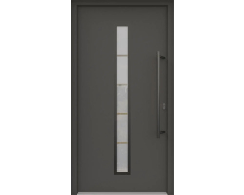 ARON HaustürARON 3171 Aluminium-Kunststoff-Verbund RAL 7016 anthrazitgrau 1000x2000 mm beidseitig flügelüberdeckend DIN Rechts inkl.Stoßgriffset,Innendrücker in Schwarz,Profilzylinder mit 3 Schlüsseln