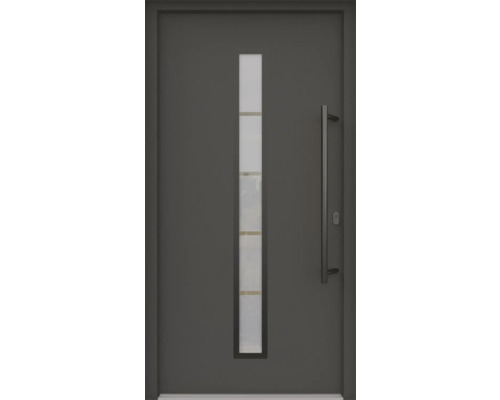 ARON HaustürARON 3171 Aluminium-Kunststoff-Verbund RAL 7016 anthrazitgrau 1000x2100 mm beidseitig flügelüberdeckend DIN Rechts inkl.Stoßgriffset,Innendrücker in Schwarz,Profilzylinder mit 3 Schlüsseln