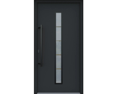 ARON HaustürARON 3171 Aluminium-Kunststoff-Verbund RAL 7016 anthrazitgrau 1000x2100 mm beidseitig flügelüberdeckend DIN Links inkl.Stoßgriffset,Innendrücker in Schwarz,Profilzylinder mit 3 Schlüsseln