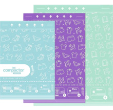 Drei Kompressionsbeutel mit Mustern