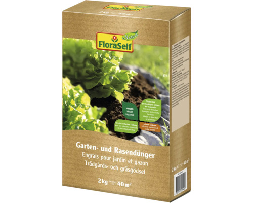 Gartendünger, Rasendünger & Bodenaktivator FloraSelf Nature vegan 2 kg für 40 m² Gartendünger, Rasendünger & Bodenaktivator FloraSelf Nature vegan 2 kg für 40 m²