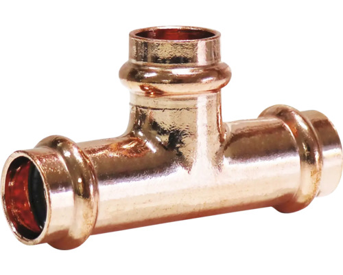 Pressfitting T-Stück Kupfer Presskontur V + M 15 x 15 x 15 mm DVGW für Kupferrohr T-Stück aus Kupfer für Sanitärinstallationen