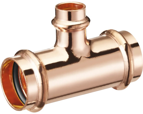 Pressfitting T-Stück Kupfer Presskontur V + M 18 x 15 x 18 mm DVGW für Kupferrohr T-Stück aus Kupfer für die Installation von Sanitäranlagen