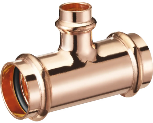 Pressfitting T-Stück Kupfer Presskontur V + M 22 x 15 x 22 mm DVGW für Kupferrohr T-Stück aus Kupfer für die Installation von Rohrleitungen