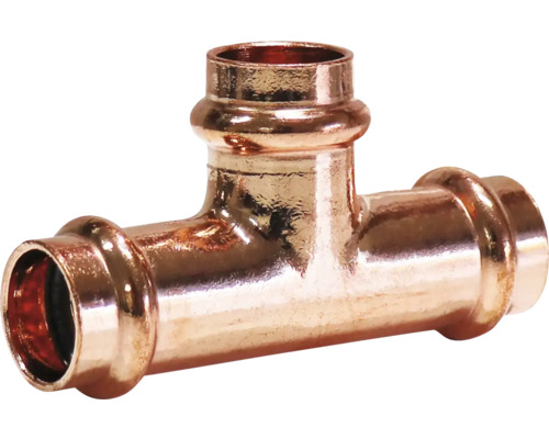 Pressfitting T-Stück Kupfer Presskontur V + M 22 x 22 x 22 mm DVGW für Kupferrohr T-Stück aus Kupfer für Sanitärinstallationen