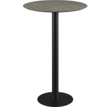 Stehtisch mit runder Tischplatte und schwarzem Metallfuß