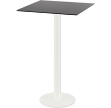 Stehtisch mit quadratischer Platte und weißem Fuß