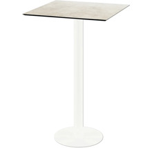 Stehtisch mit quadratischer Tischplatte und zentralem Fuß