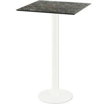 Stehtisch mit quadratischer Tischplatte und zentralem Fuß