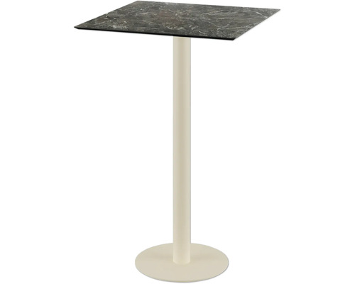 Stehtisch mit quadratischer Tischplatte und Mittelfuß