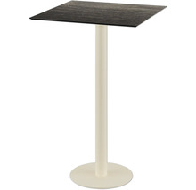 Stehtisch mit quadratischer Tischplatte und Metallsäule