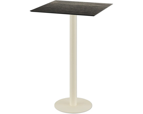 Stehtisch mit quadratischer Tischplatte und Metallsäule
