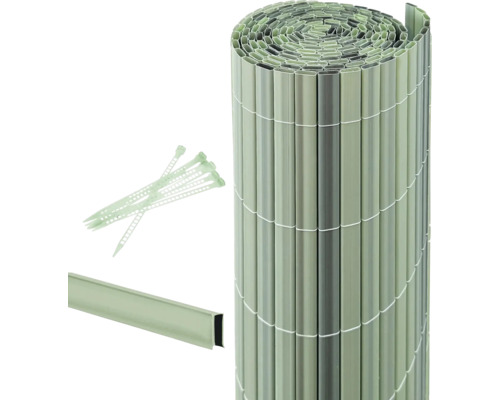 Sichtschutzmatte Set videx Rügen inkl. Zubehör 300 x 90 cm schilf-grün Blickdicht gerollter Sichtschutz aus Kunststoff mit Kabelbindern