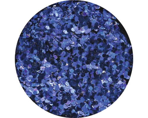 Blaue Glitzerpartikel in Nahaufnahme