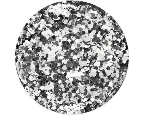 Nahaufnahme von silberfarbenem Glitzer