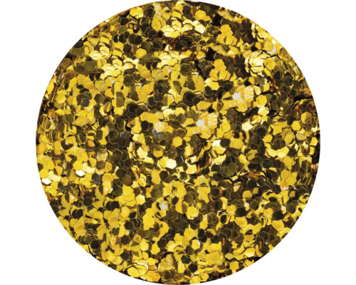 Goldfarbenes Glitzergranulat in Nahaufnahme