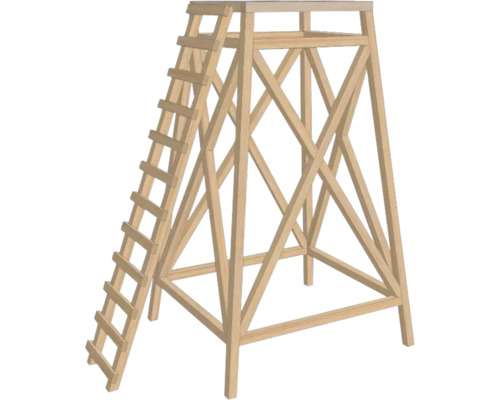 Untergestell Lärche 4 Meter Höhe für Jagdkanzel Hochsitz-Bausatz mit Pultdach Lärche mit Schalung 1500 x 2060 x 1220 mm Holzhochsitz mit Leiter