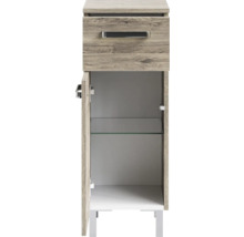 Badezimmerschrank mit Schublade, Tür, Glasboden und Füßen