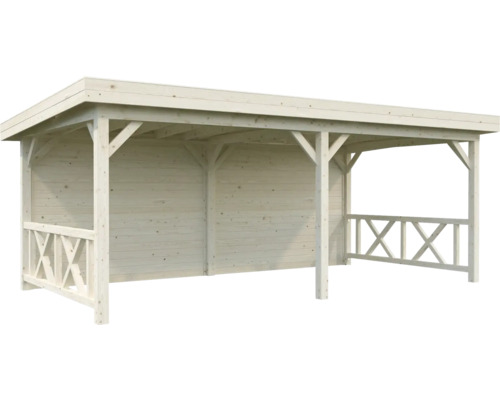 Holzunterstand mit Flachdach für den Außenbereich