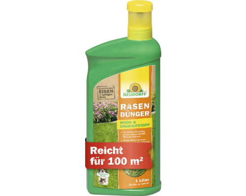 Neudorff Rasendünger mit Moos- und Unkrautvernichter, 1 Liter Flasche