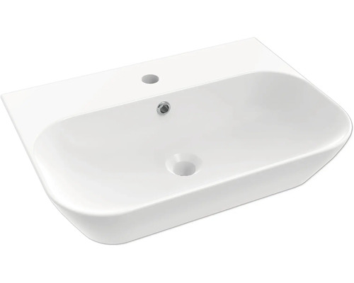 form&style Waschtisch SALOMON 55 x 40 cm weiß glänzend Keramik Waschbecken mit Hahnloch und Überlauf