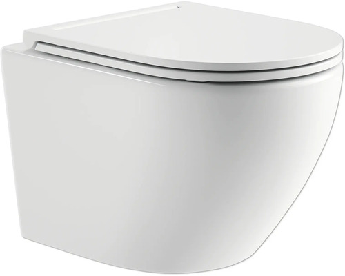 Jungborn Wand-WC Set FOUR Tiefspüler ohne Spülrand weiß glänzend mit WC-Sitz (Absenkautomatik, Quick-Release leicht abnehmbar) und Schallschutzmatte Wand-Tiefspül-WC mit WC-Sitz