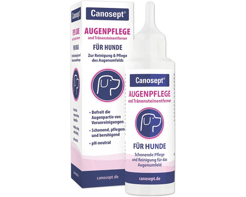 Augenpflege Canosept für Hunde 120 ml Canosept Augenpflege für Hunde, zur Reinigung und Pflege des Augenumfelds, in einer Verpackung und einer Flasche dargestellt.