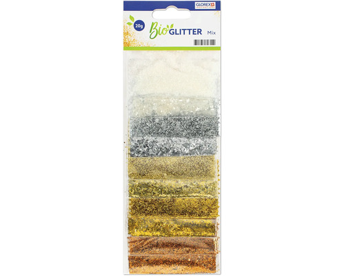 Bio Glitter mix 10 Varianten gold silber bronze 20 g Glorex Bio Glitzer Mix in einer 20 Gramm Packung
