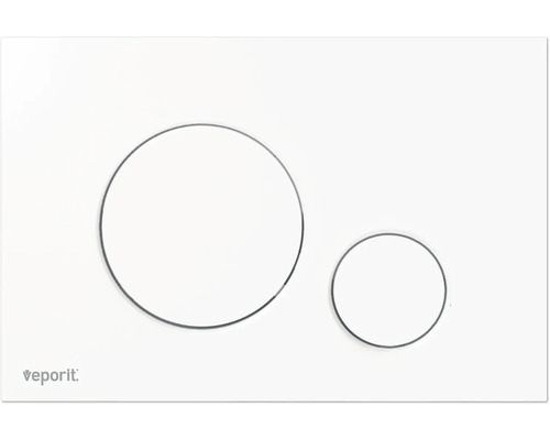 veporit Betätigungsplatte ROUND Platte weiß matt / Taster weiß matt mit Anti-Fingerprint und Antibakteriell Veporit Betätigungsplatte mit zwei Tasten für Toilettenspülung