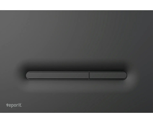 veporit Betätigungsplatte LINE Platte schwarz matt / Taster schwarz matt mit Anti-Fingerprint und Antibakteriell Veporit Logo und Betätigungsplatte für WC