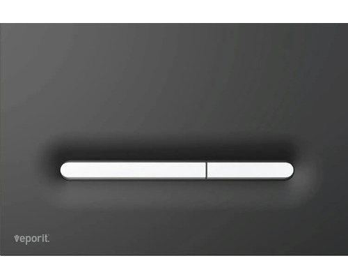 veporit Betätigungsplatte LINE Platte schwarz matt / Taster chrom glänzend Veporit Betätigungsplatte für Spülkasten