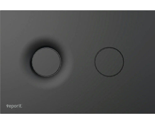 veporit Betätigungsplatte DOT Platte schwarz matt / Taster schwarz matt mit Anti-Fingerprint und Antibakteriell Vaporit Betätigungsplatte für die Toilettenspülung mit zwei Tasten
