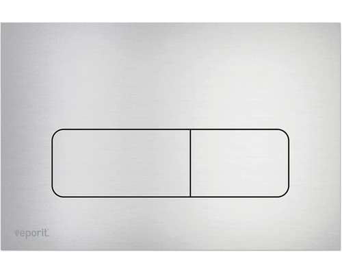 veporit Betätigungsplatte SOFT Platte edelstahl gebürstet / Taster edelstahl gebürstet mit Anti-Fingerprint und Antibakteriell Druckplatte für die Toilettenspülung mit zwei Tasten