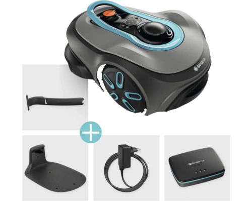 Gardena Mähroboter mit Ladestation, Netzteil und Zubehör