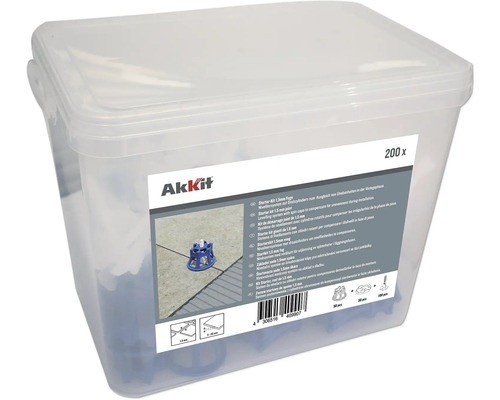 Akkit Nivelliersystem Starterset mit 50 Drehzylinder, 100 Gewindelaschen für 1,5mm Fugenabstand mit integriertem Kratzschutz und Fliesenstärke 3-20 mm Akkit Fliesen Nivelliersystem Starter-Kit 1,5 mm Fuge