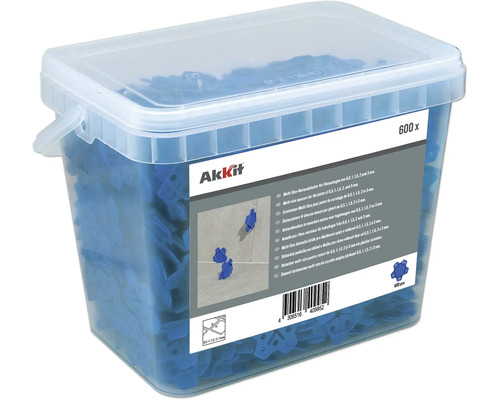 Akkit Nivelliersystem Abstandhalterset Multi Size 600Stk blau Packung Fliesen Abstandshalter verschiedener Größen für Fliesenfugen von 0.5, 1, 1.5, 2 und 3 Millimeter