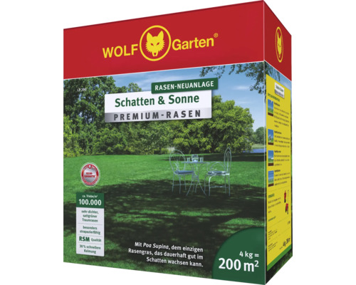 Rasensamen WOLF-Garten Premium Schatten Sonne LP200 4 kg / 200 m² Rasensamen WOLF-Garten Premium Schatten Sonne LP200 4 kg / 200 m²