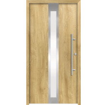 Haustür mit Glaseinsatz und Griffstange